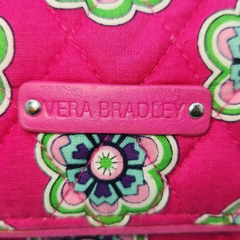 Vera Bradley Euro Wallet in Pink Swirls Flowers Card Holder Small Travel